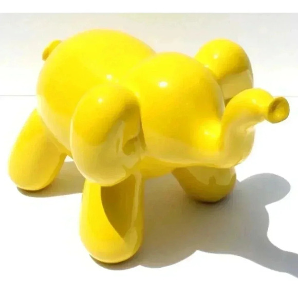 New Yellow Retro Resin Balloon Elephant Figurie Room Nursey Baby Decor - Picture 1 of 4